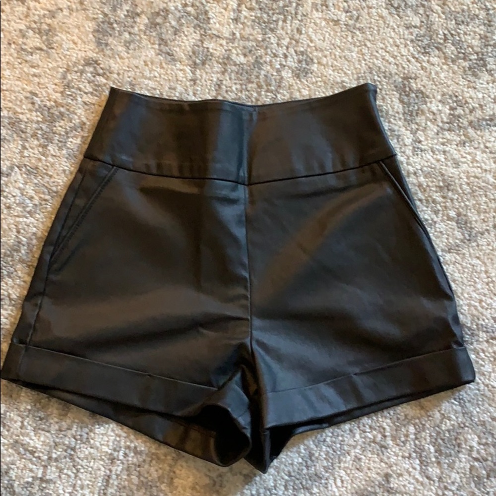 Faux leather high-waisted shorts
